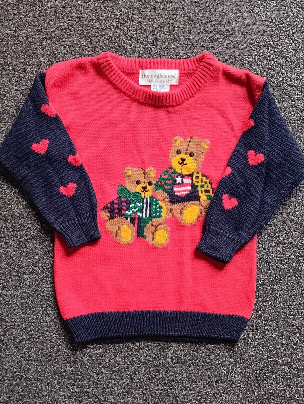 1994 Eagles Eye Kids 3T Teddy Bear Thick Knit Ugly Christmas Story Book Sweater